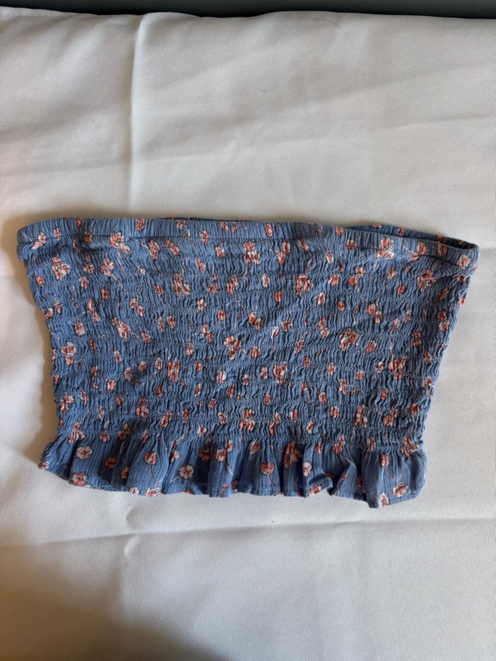 American Eagle Outfitters Blue Floral Smocked Tube Top